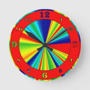 Colourful Stripes Pinwheel Round Clock