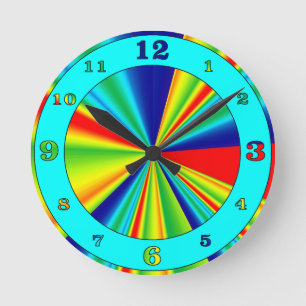Colourful Stripes Pinwheel Round Clock