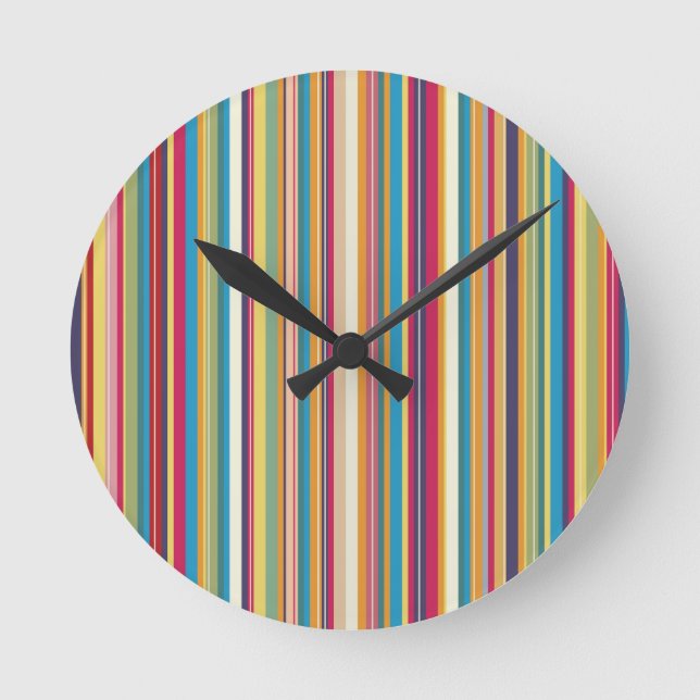 Colourful Stripes Pretty Round Clock (Front)