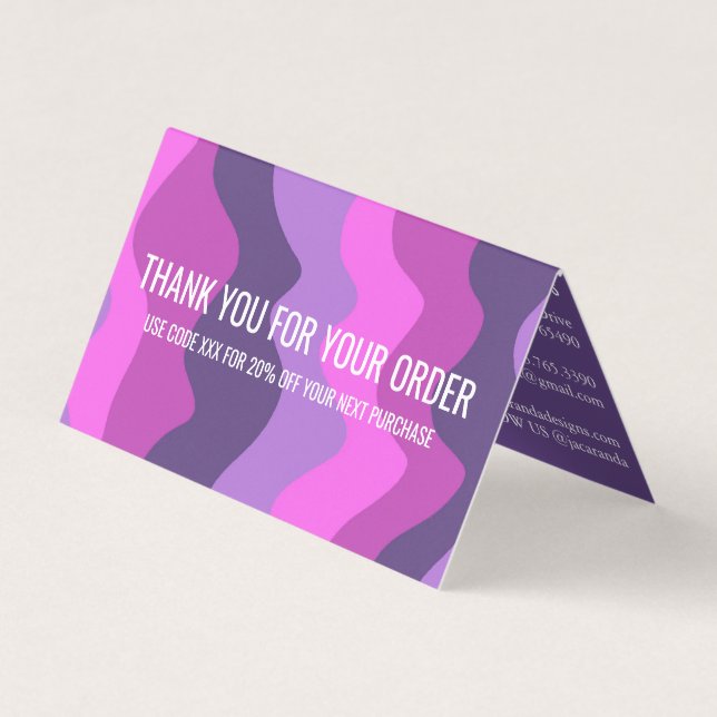Colourful Stripes QR Code Social Media THANK YOU Business Card (Front)