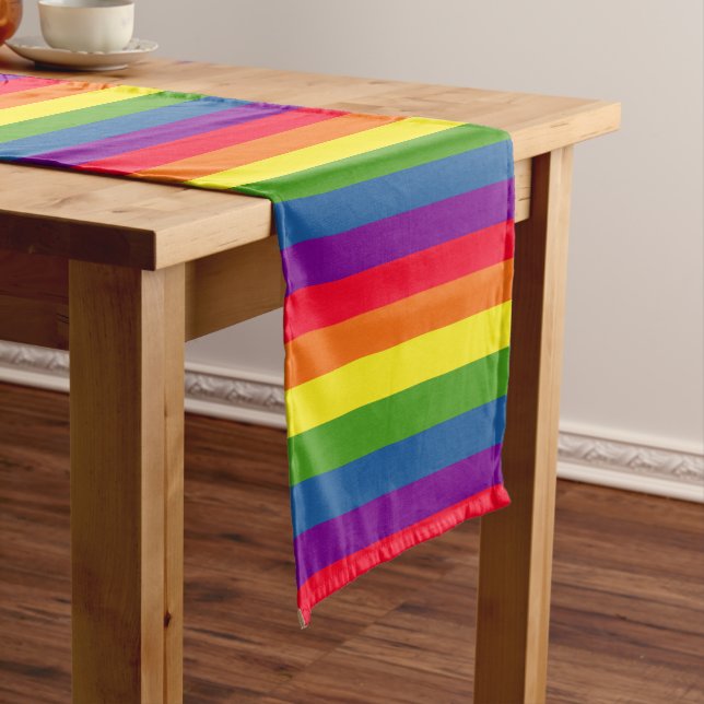 Colourful Stripes Rainbow Colours Long Table Runner (In Situ)