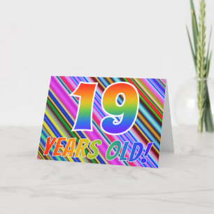 Colourful Stripes + Rainbow Pattern "19 years old! Card