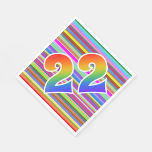 Colourful Stripes + Rainbow Pattern "22" Event # Napkin