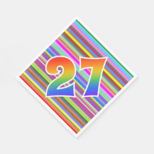 Colourful Stripes + Rainbow Pattern "27" Event # Napkin