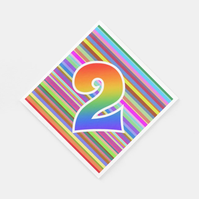 Colourful Stripes + Rainbow Pattern "2" Event # Napkin (Corner)