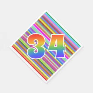 Colourful Stripes + Rainbow Pattern "34" Event # Napkin