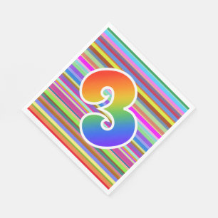 Colourful Stripes + Rainbow Pattern "3" Event # Napkin