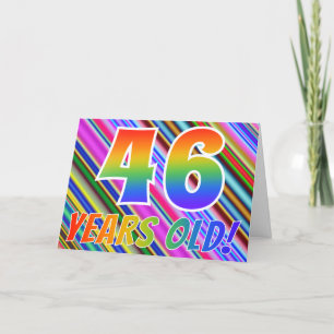 Colourful Stripes + Rainbow Pattern "46 years Card