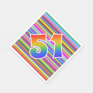 Colourful Stripes + Rainbow Pattern "51" Event # Napkin