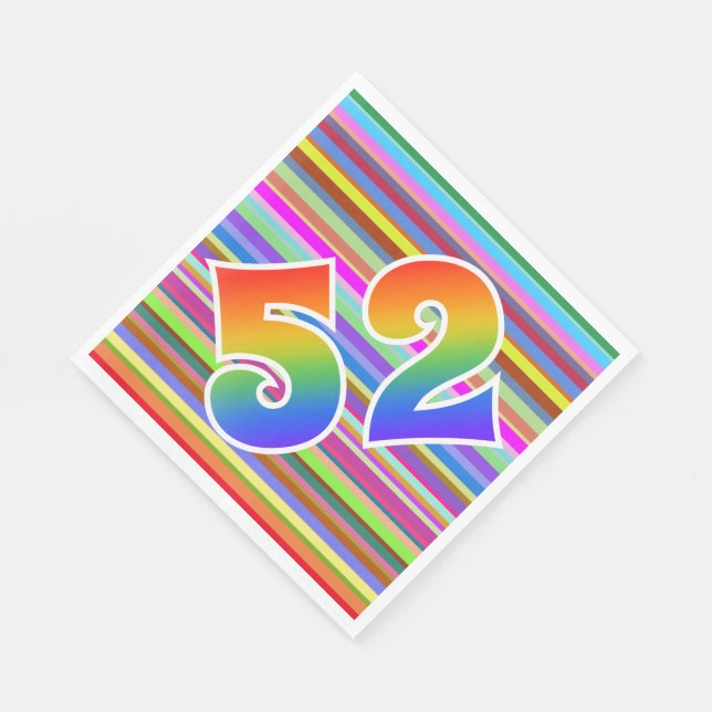 Colourful Stripes + Rainbow Pattern "52" Event # Napkin (Corner)