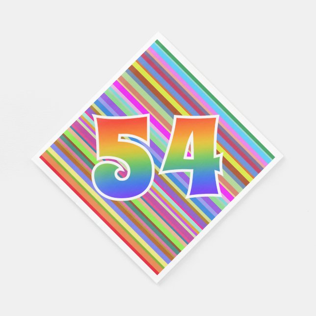 Colourful Stripes + Rainbow Pattern "54" Event # Napkin (Corner)