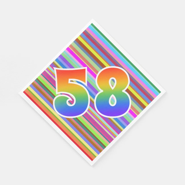 Colourful Stripes + Rainbow Pattern "58" Event # Napkin (Corner)