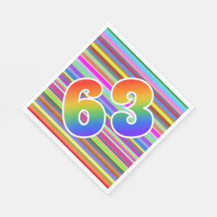 Colourful Stripes + Rainbow Pattern "63" Event # Napkin