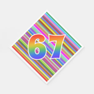 Colourful Stripes + Rainbow Pattern "67" Event # Napkin