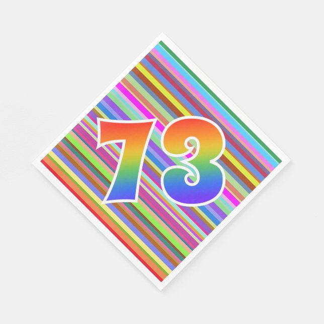 Colourful Stripes + Rainbow Pattern "73" Event # Napkin (Corner)