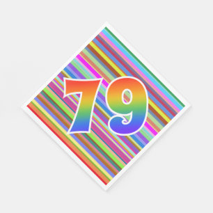 Colourful Stripes + Rainbow Pattern "79" Event # Napkin