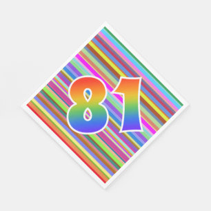 Colourful Stripes + Rainbow Pattern "81" Event # Napkin