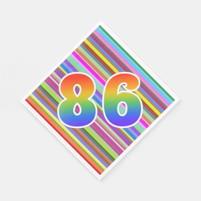 Colourful Stripes + Rainbow Pattern "86" Event # Napkin (Corner)