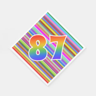 Colourful Stripes + Rainbow Pattern "87" Event # Napkin