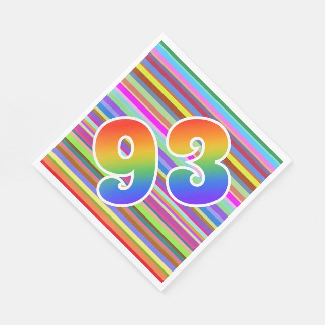 Colourful Stripes + Rainbow Pattern "93" Event # Napkin (Corner)