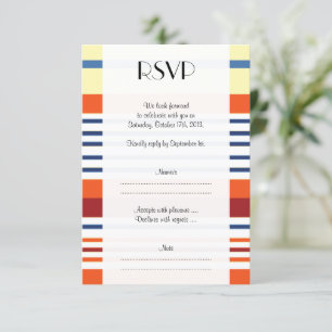 Colourful Stripes, Rainbow Stripes, Lines, Wedding RSVP Card