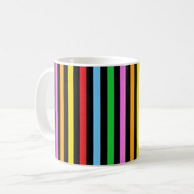 Colourful Stripes, Rainbow Stripes, Striped Patter Coffee Mug (Front Left)