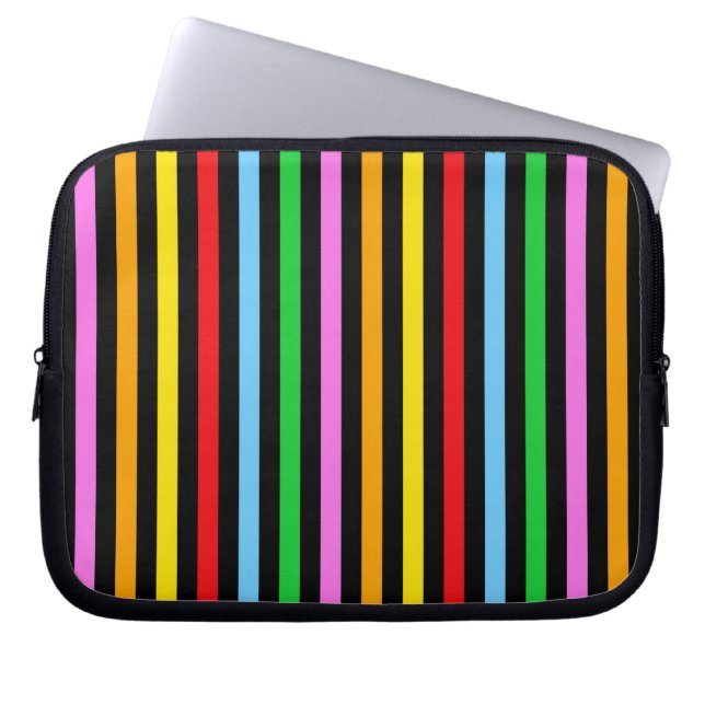 Colourful Stripes, Rainbow Stripes, Striped Patter Laptop Sleeve (Front)