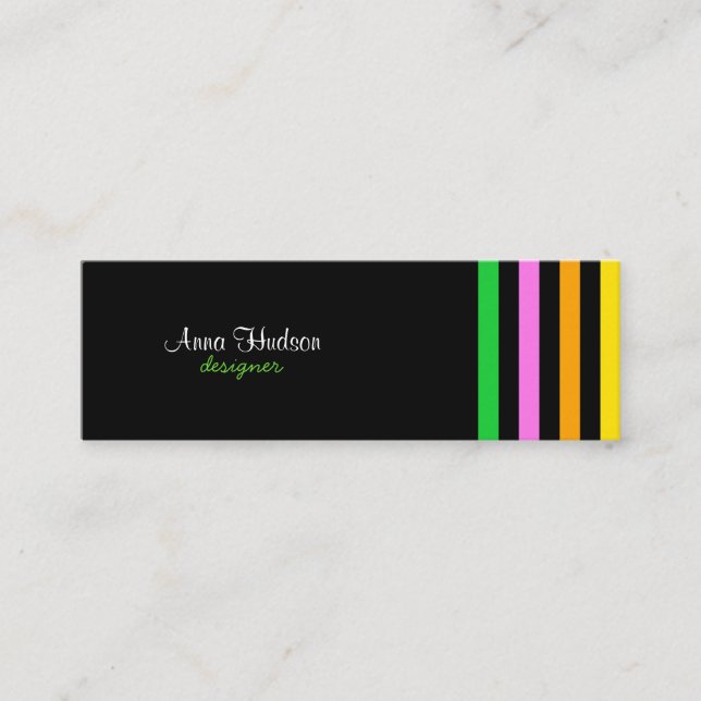 Colourful Stripes, Rainbow Stripes, Striped Patter Mini Business Card (Front)