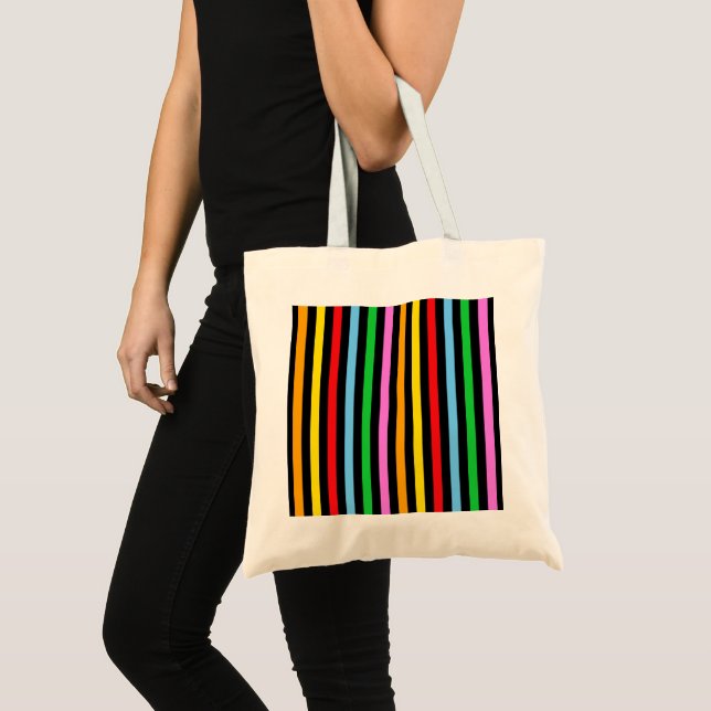 Colourful Stripes, Rainbow Stripes, Striped Patter Tote Bag (Front (Product))