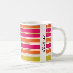 Colourful Stripes, Rainbow Stripes, Your Name Coffee Mug