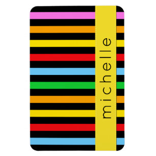 Colourful Stripes, Rainbow Stripes, Your Name Magnet