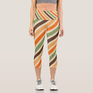 Colourful Stripes Retro Style Groovy Funky Capri Leggings