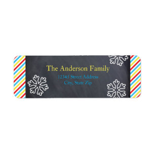 Colourful Stripes Snowflakes - Address Labels