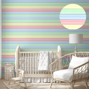 Colourful Stripes Soft Pastel horizontal Line peel Wallpaper
