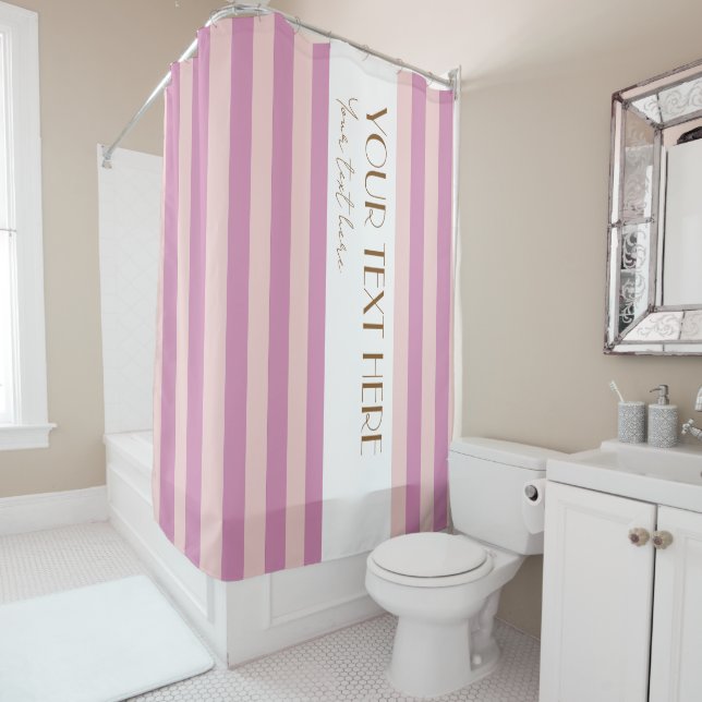 Colourful Stripes Stylish Chic yellow Personalised Shower Curtain (In Situ)