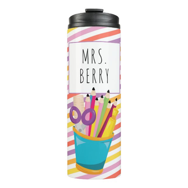 Colourful Stripes Teacher Thermal Tumbler (Front)