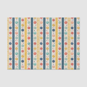 Colourful Stripes & Textured Polka Dots Pattern Tissue Paper