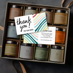 Colourful Stripes Thank You for Your Order Shoppin Business Card