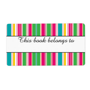 Colourful Stripes "This Book Belongs To" Labels