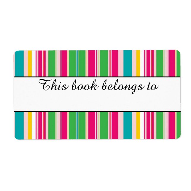 Colourful Stripes "This Book Belongs To" Labels (Front)