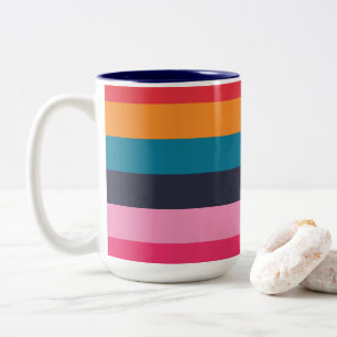 Colourful Stripes Two-Tone Coffee Mug