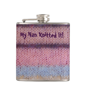 colourful stripes vintage style fun knitted hip flask