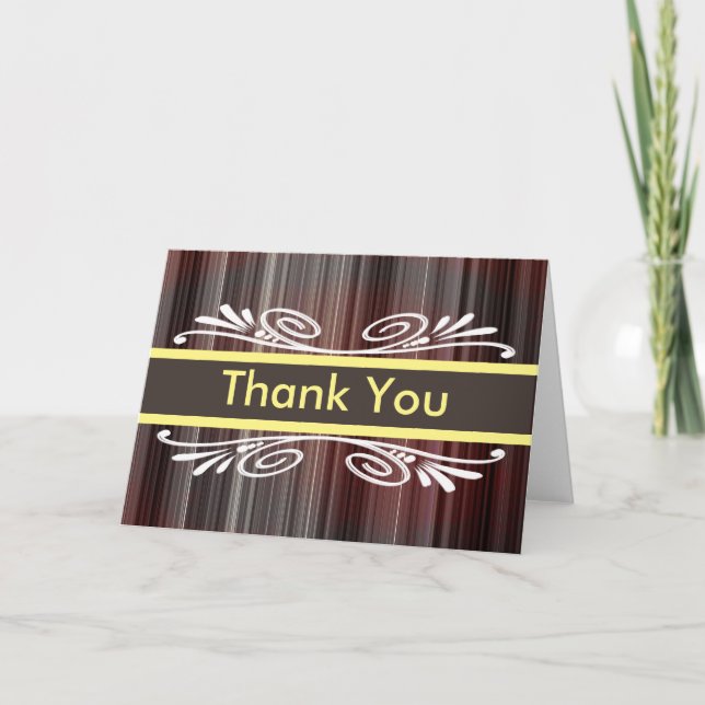 Colourful Stripes with Brown Badge Thank You Card (Front)