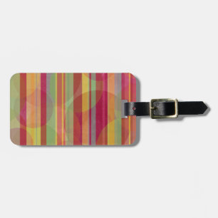 Colourful stripes with circles on luggage tag