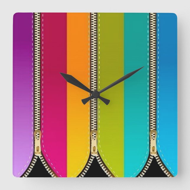 Colourful Stripes with Zippers - Wall Clock (Front)
