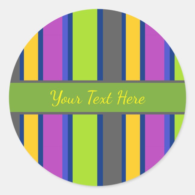 Colourful Stripped  Classic Round Sticker (Front)