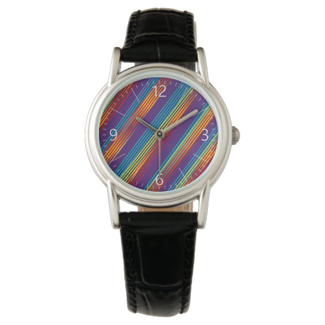 Colourful strips pattern watch (Front)