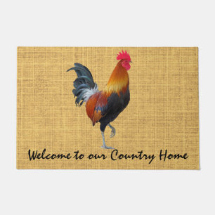 Colourful Strutting Rooster / Country Home Door Doormat