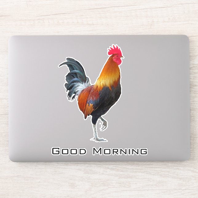 Colourful Strutting Rooster Design Contour Sticker (Computer)