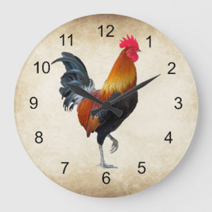 Colourful Strutting Rooster Design Wall Clock
